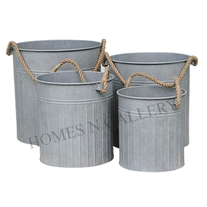 Wholesale Hot Selling Rustic Metal <b>Large</b> Galvanized Planter Garden Accessories Antique Finishing <b>Large</b> Planters Pots Set of 4 - Product Image 4
