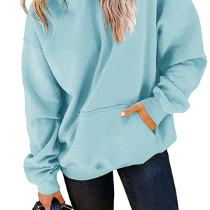Nuevo estilo de fábrica, venta al por mayor, otoño e invierno, liso, en blanco, informal, de talla grande, Jersey, ropa de calle transpirable de Invierno para mujer - Product Image 4