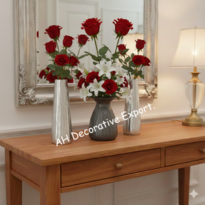 Vase en métal moderne mat doré avec poignées, centre de table portable pour mariage - Product Image 3