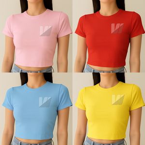 เสื้อครอปแขนสั้นผ้าคอตตอนเนื้อนุ่มพิมพ์โลโก้ได้ตามต้องการเสื้อผ้าลำลองเข้ารูปสำหรับฤดูร้อน - Product Image 5