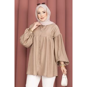 เสื้อทูนิคแขนบอลลูนสำหรับผู้หญิง ผ้าถักมิงค์ - Product Image 2
