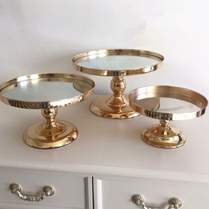 Plateau à gâteau en métal doré électro-plaqué, miroir, pour mariage, fête, anniversaire, 3 étages, support à cupcakes, à vendre - Product Image 3
