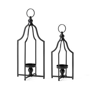Foldable <b>Black</b> Metal <b>Lantern</b> Ideal For Indoor Outdoor Home Decor Portable Tabletop Display Garden Patio Weddings And Events - Product Image 1