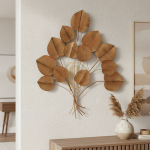 Offre Spéciale luxe macramé 3D mur métal Art fait à la main Premium doré Ginkgo feuille décor à la maison Design moderne Style vivant en gros - Product Image 6