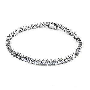 Bracelet de tennis en argent pour femme avec pierres précieuses blanches - Product Image 1