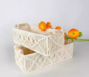 Top Arrivées Panier De Rangement En Macramé Jardin Pépinière Balcon Salon Décoration Ménage Accessoires Utiliser pour La Décoration De Table - Product Image 3