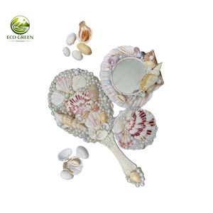 Miroir à main artisanal écologique en coquillage, miroir de maquillage en nacre, décoration de mariage côtier, cadeau de plage personnalisé en bronze - Product Image 6