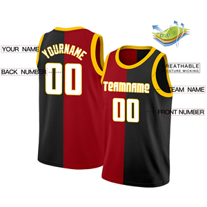 Personnalisé Noir Rouge-Blanc Split Fashion Tops Basketball Jersey Vente en gros automne hiver confortable sublimation personnalisée - Product Image 2