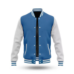 Wholesale High Quality Coated Custom Logo Casual OEM Chenille Letterman Varsity Jackets <b>Stand</b> Collar Front Logo for Men Women - Product Image 5