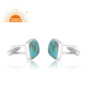 Hot Selling 925 Sterling Silver Natural King <b>man</b> Turquoise Gemstone Ear Cuff <b>Earring</b> Custom Jewelry Manufacturer - Product Image 3