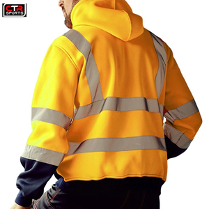 Sudaderas con capucha con cremallera reflectante de lana de alta visibilidad 2024, chaquetas cálidas de invierno con cremallera de seguridad, ropa de trabajo, sudaderas con capucha 2024 - Product Image 2
