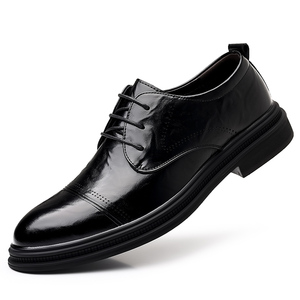 Chaussures habillées Oxford classiques pour hommes, en cuir, à lacets, pour le bureau et les mariages, noires et marron - Product Image 6
