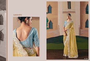 Ropa de mujer de diseñador, Sari de seda de alta calidad, tejido de vidrio suave, borde bordado, estilo tradicional moderno para boda india - Product Image 2