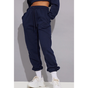OEM Custom Wholesale Premium Quality <b>Nylon</b> Winter Printed Blank Half Zip Cropped Sweatshirt 2 Piece Joggers <b>Pants</b> Set Women - Product Image 4