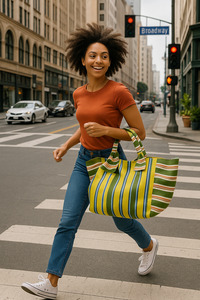 Nylon Recycled Woven PP Eco-friendly <b>Reusable</b> Striped <b>Shopping</b> <b>Bags</b> Sustainable Polypropylene Plastic Made India Customized Size - Product Image 2