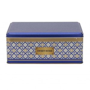 170x260x100mm Fondo rojo Caja de almacenamiento de metal rectangular Tapa deslizante 4.2L Diseño de patrón sin costuras Líneas geométricas Cajas de metal - Product Image 1