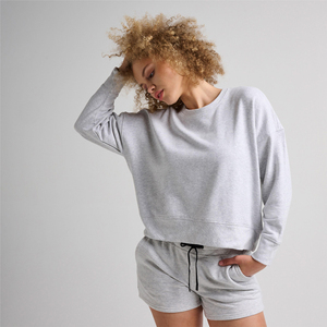 Fabricant OEM personnalisé 2024 polaire hauts surdimensionnés femmes pull en gros recadrée sweats personnalisés pour les femmes - Product Image 6