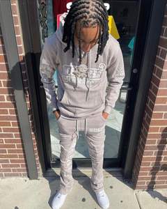 Streetwear unisexe personnalisé ensemble de sweat à capuche et pantalon de survêtement impression numérique bloc de couleurs survêtement évasé taille XL hommes style vierge - Product Image 6