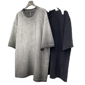 T-shirt pour homme délavé à l'acide, style vintage, coupe oversize, en coton, streetwear, logo personnalisé, vente en gros - Product Image 1