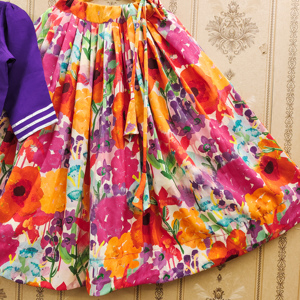 Ensemble Lehenga Choli pour enfants Shoryam Fashion, imprimé numérique floral multicolore violet en polyester, longueur au sol |   Vêtements ethniques haut de gamme pour filles - Product Image 4