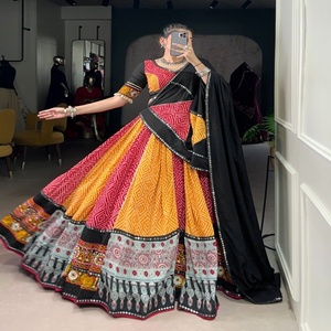 Festival Wear Rayon con estampado Bandhej y Gamthi Work Lehenga Choli Fabricante y proveedor de Surat - Product Image 1