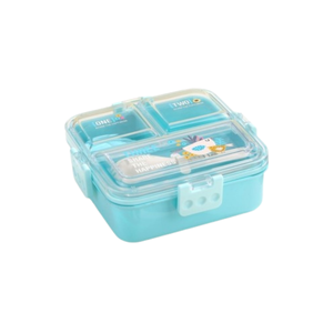 Lonchera Bento Cuadrada para Niños con 3 Compartimentos y Cuchara, Hermética, a Prueba de Fugas, de Plástico de Grado Alimenticio, Contenedor para Preparación de Comidas Escolares - Product Image 3