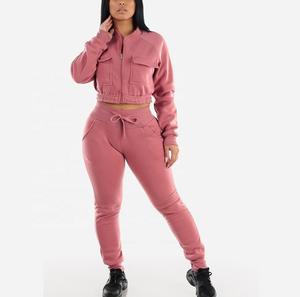 Chándal de cintura elástica de alta calidad para mujer, chándal personalizado con bolsillos en el pecho, entrenamiento para mujer, venta al por mayor, chándal personalizado para mujer - Product Image 5