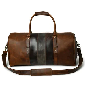 Sac de sport de luxe en cuir Weekender fait à la main et durable avec logo OEM personnalisé fermeture à glissière sac de voyage - Product Image 1