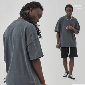 Vêtements décontractés personnalisés pour hommes, surdimensionné, vintage, lavé avec impression de logo, T-shirt délavé à l'acide pour hommes - Product Image 6