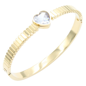 Bracciale di Charm in acciaio inossidabile placcato oro in pietra trasparente macchiato con eleganza elegante - Product Image 5