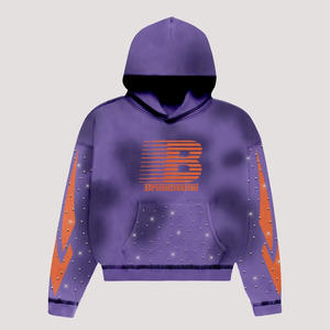 High Quality Oversized Heavyweight 100%Cotton Fleece Hoodie With <b>Vintage</b> Cropped <b>Sweatshirt</b> Distressed Boxy Logo Graphic for Men - Product Image 5