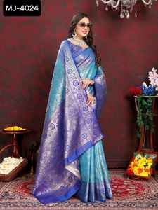 Nouveau travail de broderie léger en soie Saree de créateur décontracté avec une belle conception de travail de séquence de couleurs avec un chemisier fantaisie - Product Image 4