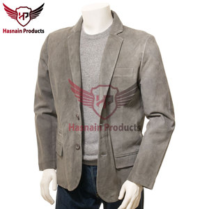 <b>Men's</b> Grey <b>Suede</b> Leather Blazer Single Breasted Casual Sport Coat <b>Jacket</b> for <b>Men</b> - Product Image 6