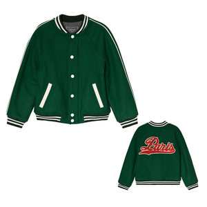 Chaqueta Bomber Unisex de Lana Ecológica, Impermeable y Cortavientos, con Mangas de Cuero, Estilo Urbano, Logotipo Personalizado OEM - Product Image 1