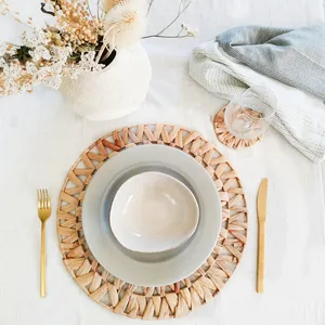Best Selling <b>Set</b> Water Hyacinth <b>Placemats</b> <b>and</b> <b>Coasters</b> Variety of Sizes Custom Handwoven Table Decorations From Vietnam Artians - Product Image 3