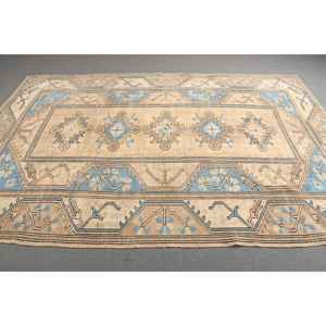 Alfombra Oriental Vintage Grande de 6.5x9.8 pies, Marrón y Azul, de Lana - Product Image 2