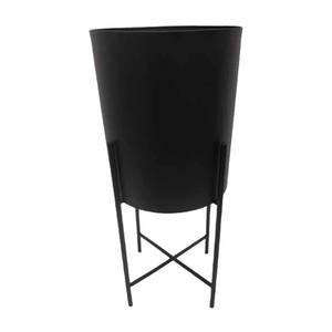 Jardinière ronde en métal martelé argenté de style unique et élégant avec support noir pour sol intérieur extérieur jardin fait à la main personnalisé - Product Image 6