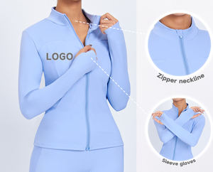 Veste de sport personnalisée coupe ajustée pour femme haut de yoga et de course à glissière - Product Image 1