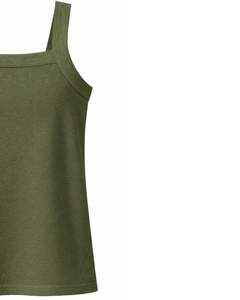 Débardeur sans manches vert olive personnalisé pour femme, col carré, décontracté, été, tissu extensible doux, fabricant personnalisé, vente en gros - Product Image 3