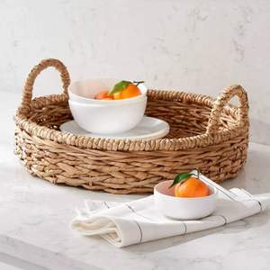 Vente en gros de plateaux à fruits ronds traditionnels en rotin naturel faits à la main de différentes tailles plateaux de service en rotin personnalisés plateaux de décoration intérieure - Product Image 4