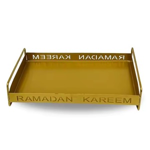 Vente en gros décor Ramadan beau plateau avec poignée fleurie pour but de cadeau Design fantastique - Product Image 3
