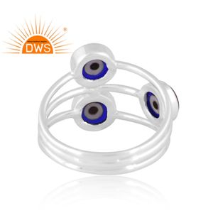 Latest Elegent Design Fine Sterling Silver Natural Blue <b>Resin</b> Gemstone Spiral Ring Custom Jewelry Manufacturer - Product Image 4