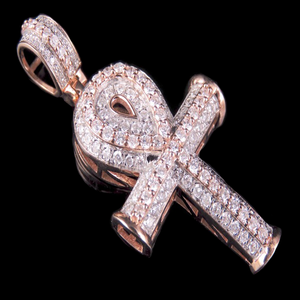 Plata de Ley VVS Moissanite 1,5 CT diamante redondo Cruz cristiana colgante joyería fina estilo religioso pequeño chapado en oro rosa - Product Image 1