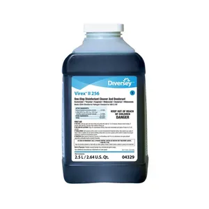 Premium Quality 2 Bottle Diversey Virex II 256 Surface Concentrate Cleaner 2.5 Liter Highly Concentrated Quaternary Formula