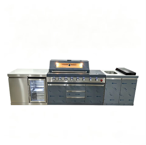 Cocina Exterior en Forma de <span class=keywords><strong>L</strong></span> con Barbacoa y Refrigerador, Conjunto Modular de Cocina Exterior con Parrilla y Refrigerador - Product Image 4