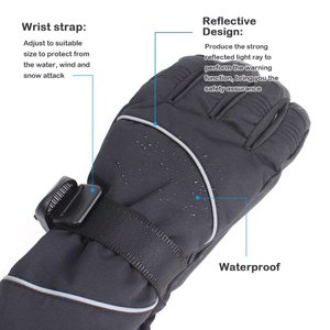 Gants de ski en cuir pour homme par temps froid, isolés, respirants, imperméables, à doigts entiers, avec sangle de poignet réglable, gants de sport d'hiver - Product Image 3