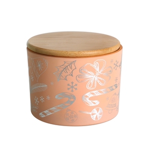 Efecto metálico navideño dentro <span class=keywords><strong>de</strong></span> 30 oz 3 <span class=keywords><strong>Mechas</strong></span> <span class=keywords><strong>de</strong></span> vidrio <span class=keywords><strong>de</strong></span> vela perfumada <span class=keywords><strong>de</strong></span> color coral tintado con calcomanías <span class=keywords><strong>de</strong></span> oro plateado y tapa <span class=keywords><strong>de</strong></span> madera - Product Image 5