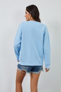 Sweat surdimensionné décontracté col rond hauts pullover chemises à manches longues à la mode automne mode vêtements 2025 pour les femmes conception douanière - Product Image 6