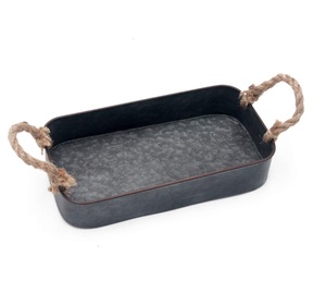 Vente chaude de plateau de nourriture en métal galvanisé avec poignées parfait pour le service de dessert et la décoration intérieure élégante. - Product Image 1