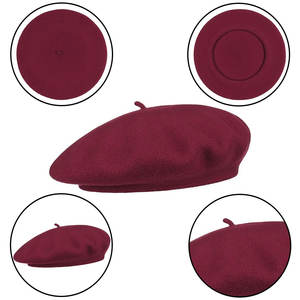 Boina de lana a la moda, gorra de boina de otoño e invierno personalizada para hombres y mujeres, estilo francés, Color sólido - Product Image 2